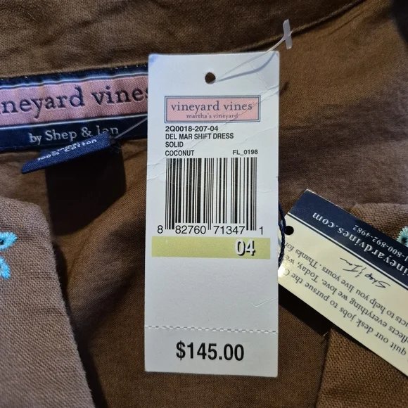 Vineyard Vines women's size 4 Del Mar Shift dress Coconut with  teal NWT - Picture 3 of 8